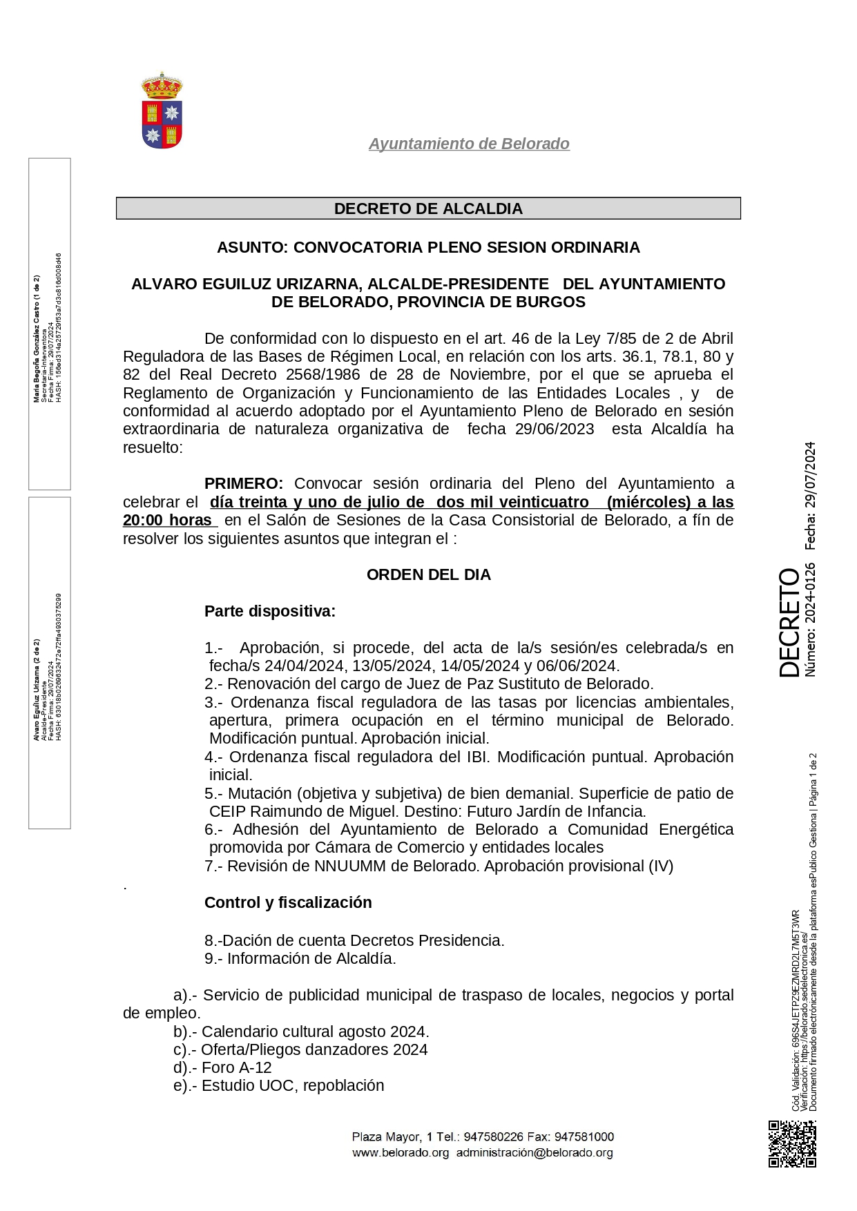 Convocatoria Pleno Ordinario