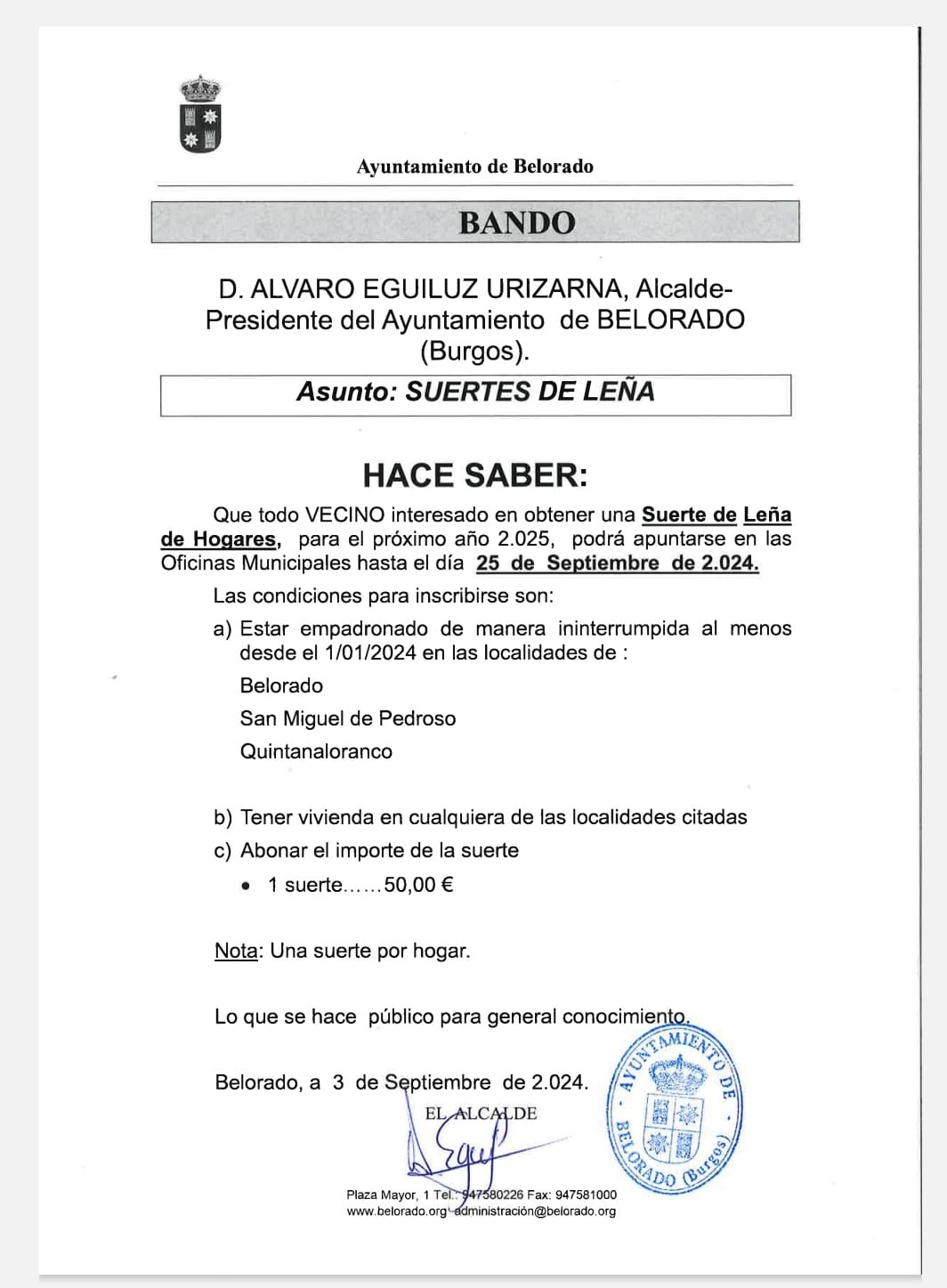 Bando Ayuntamiento de Belorado